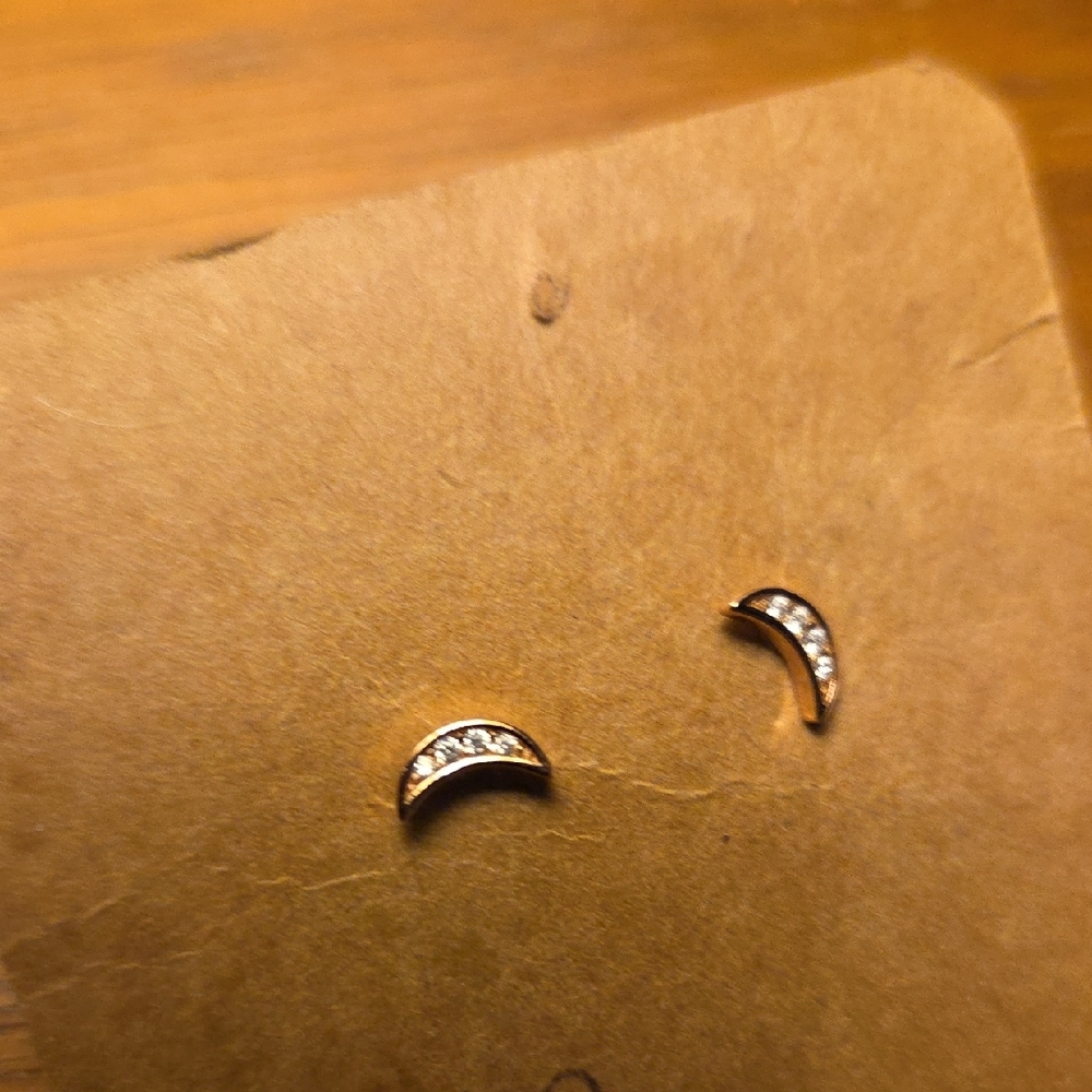 Gold Crescent Rose Gold Moon Earrings